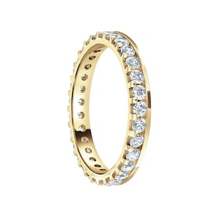 Mappin & Webb 18ct Yellow Gold 0.75ct Round Brilliant Cut Diamond Asymmetric Crown Setting Full Eternity Ring