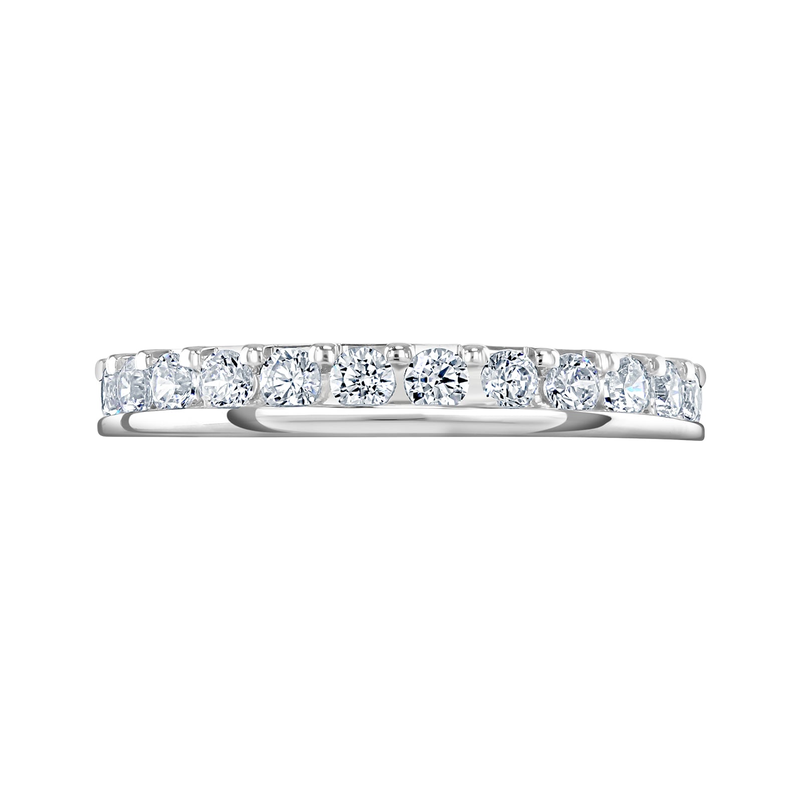 Platinum 1.00ct Round Brilliant Cut Diamond Asymmetric Crown Setting Full Eternity Ring - Ring Size J