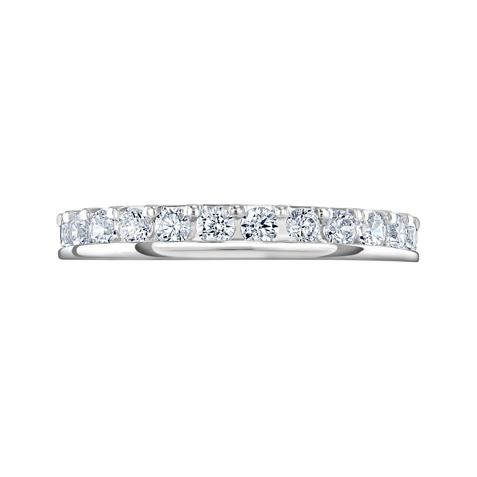 Platinum 1.00ct Round Brilliant Cut Diamond Asymmetric Crown Setting Full Eternity Ring - Ring Size H