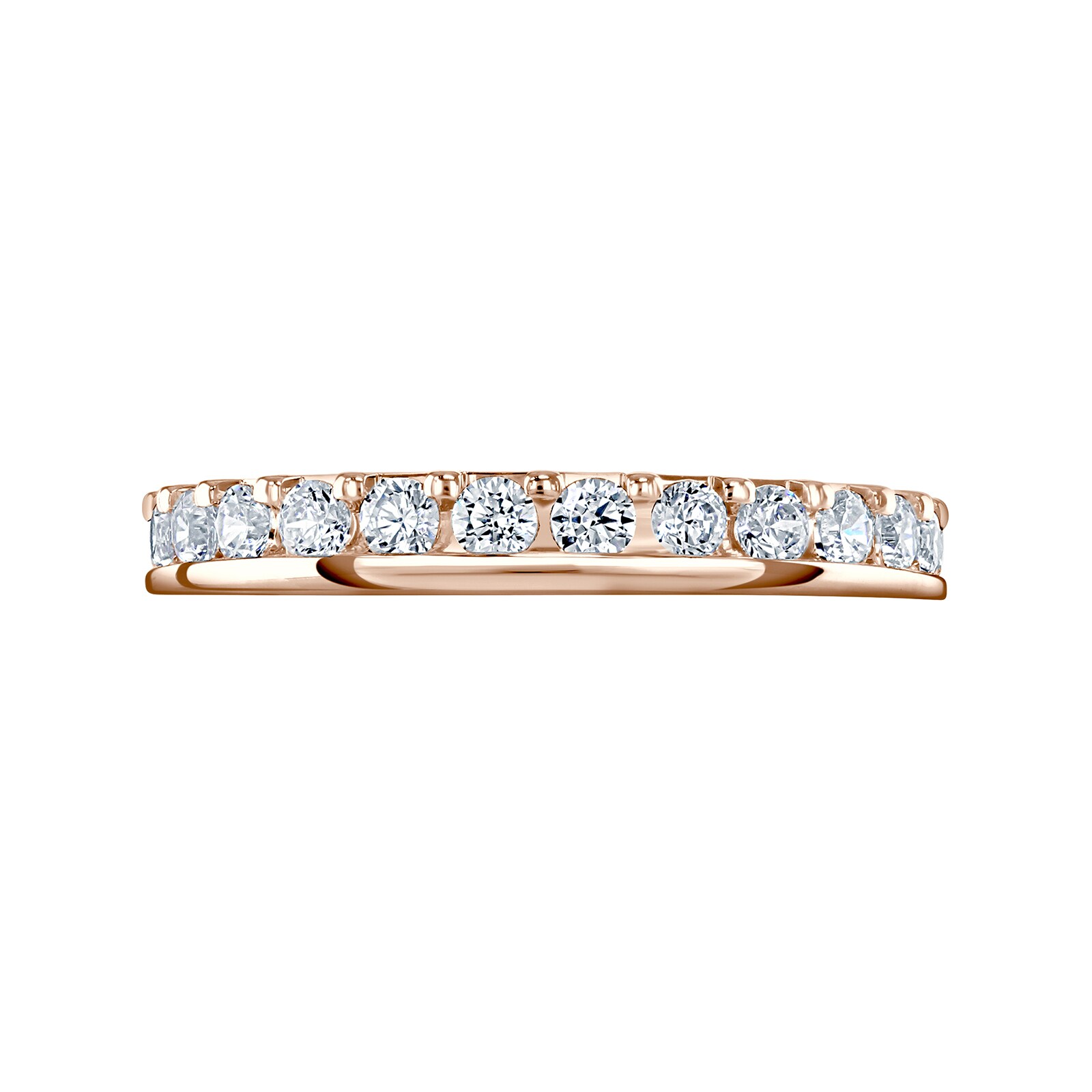 18ct Rose Gold 1.00ct Round Brilliant Cut Diamond Asymmetric Crown Setting Full Eternity Ring - Ring Size I