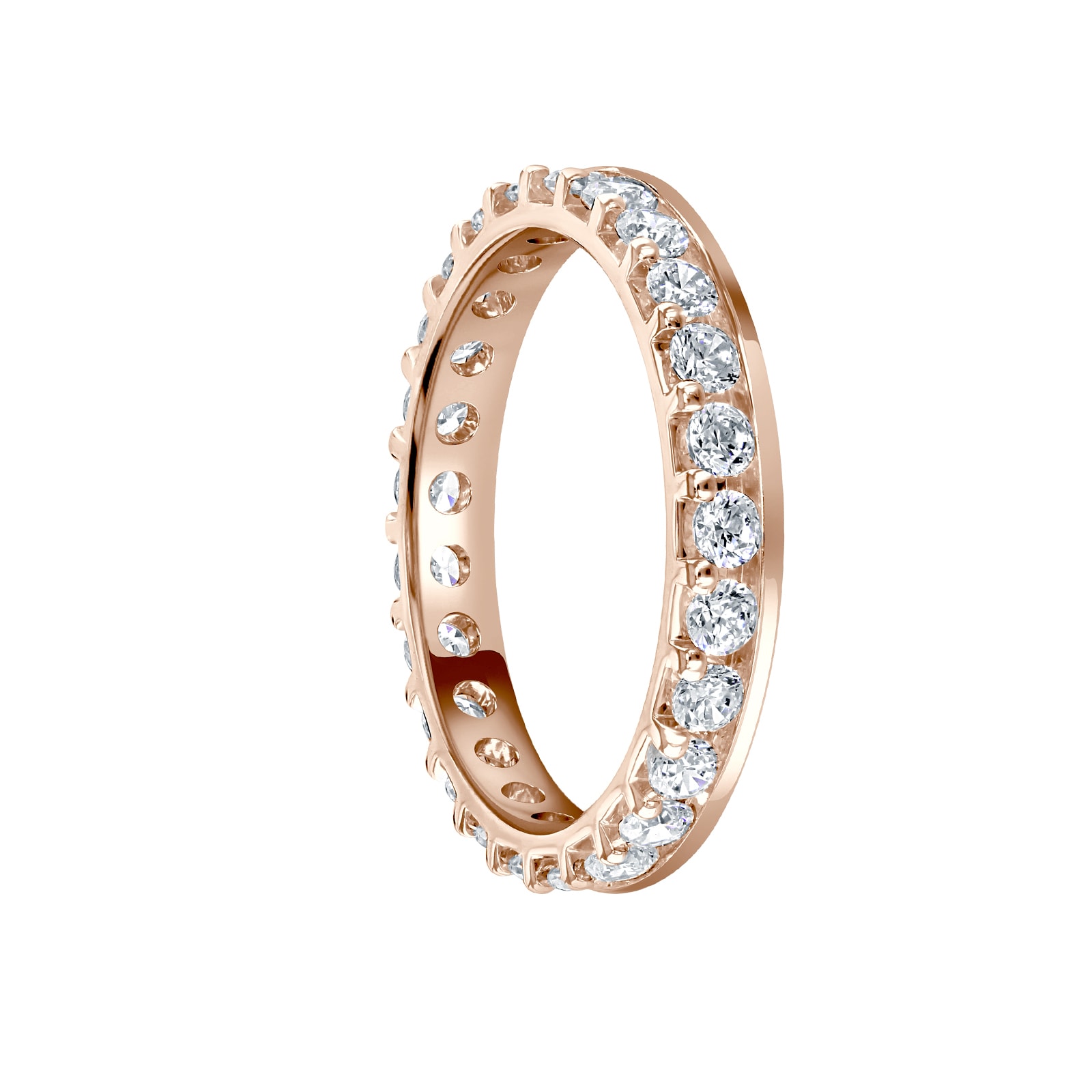 Mappin & Webb 18ct Rose Gold 1.00ct Round Brilliant Cut Diamond Asymmetric Crown Setting Full Eternity Ring
