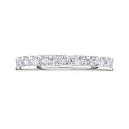 06507236 - 18ct White Gold 1.00ct Round Brilliant Cut Diamond Asymmetric Crown Setting Full Eternity Ring
