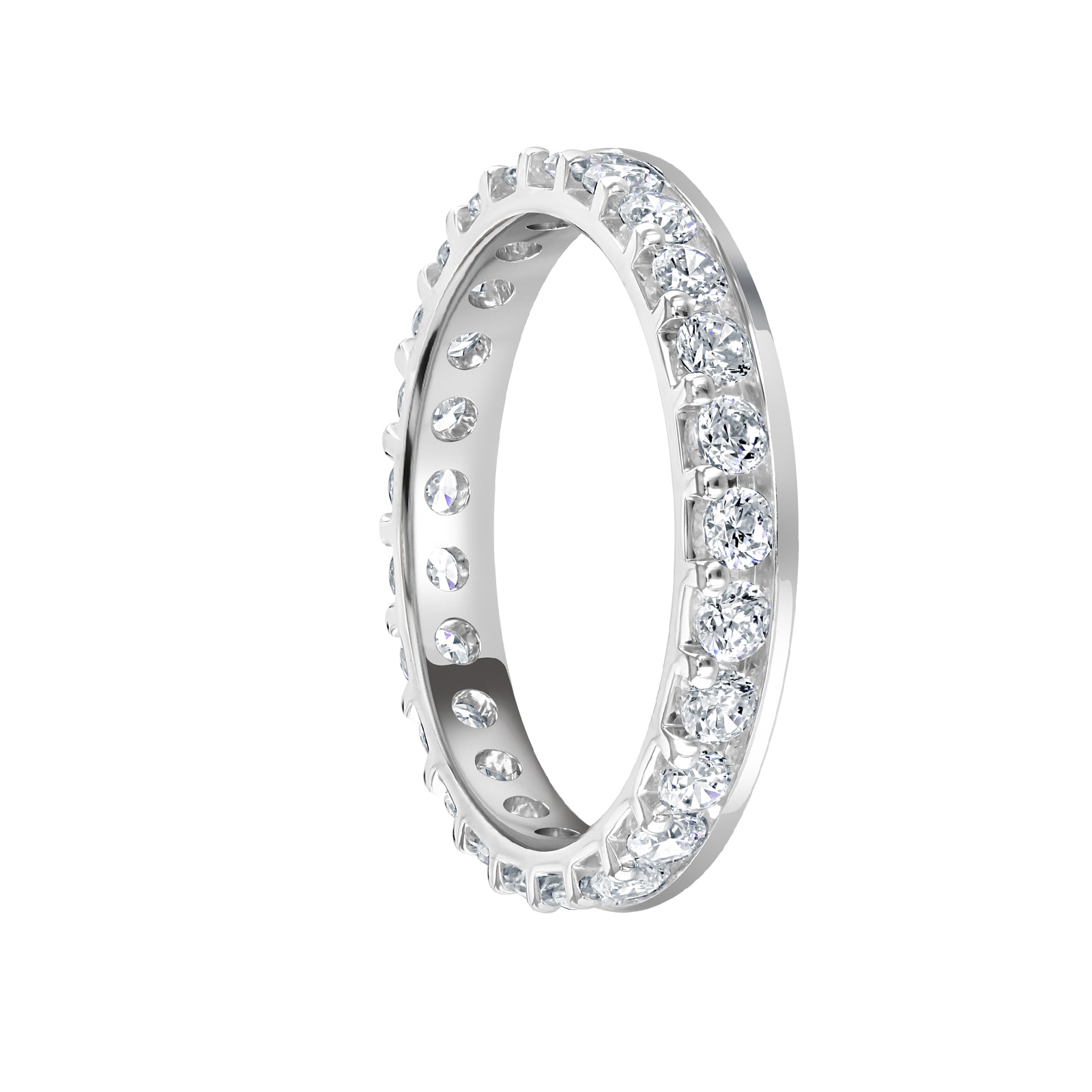 Mappin 
Webb 18ct White Gold 1.00ct Round Brilliant Cut Diamond Asymmetric Crown Setting Full Eternity Ring