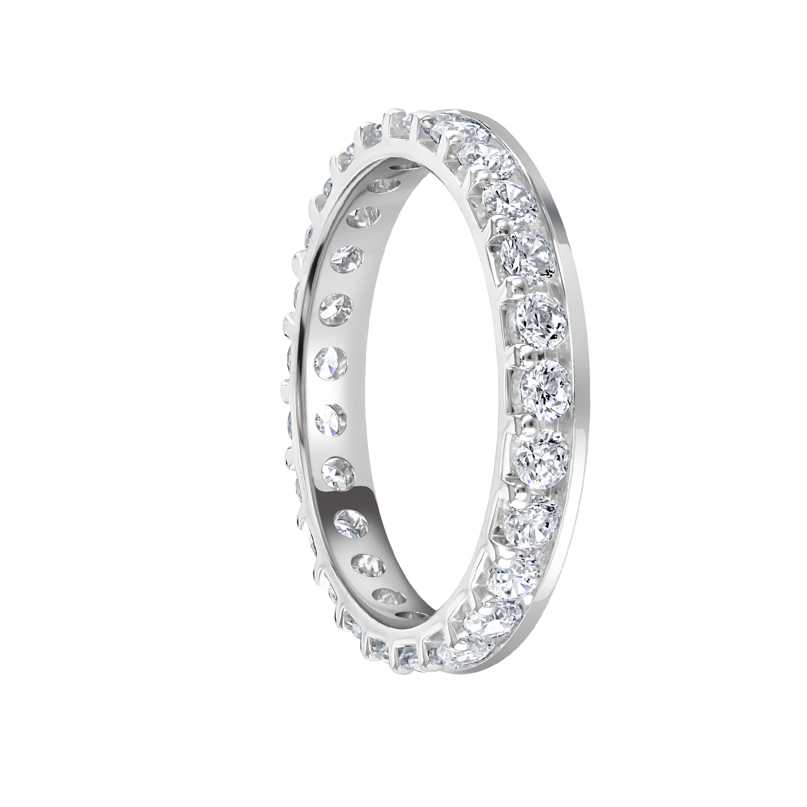 Mappin & Webb 18ct White Gold 1.00ct Round Brilliant Cut Diamond Asymmetric Crown Setting Full Eternity Ring