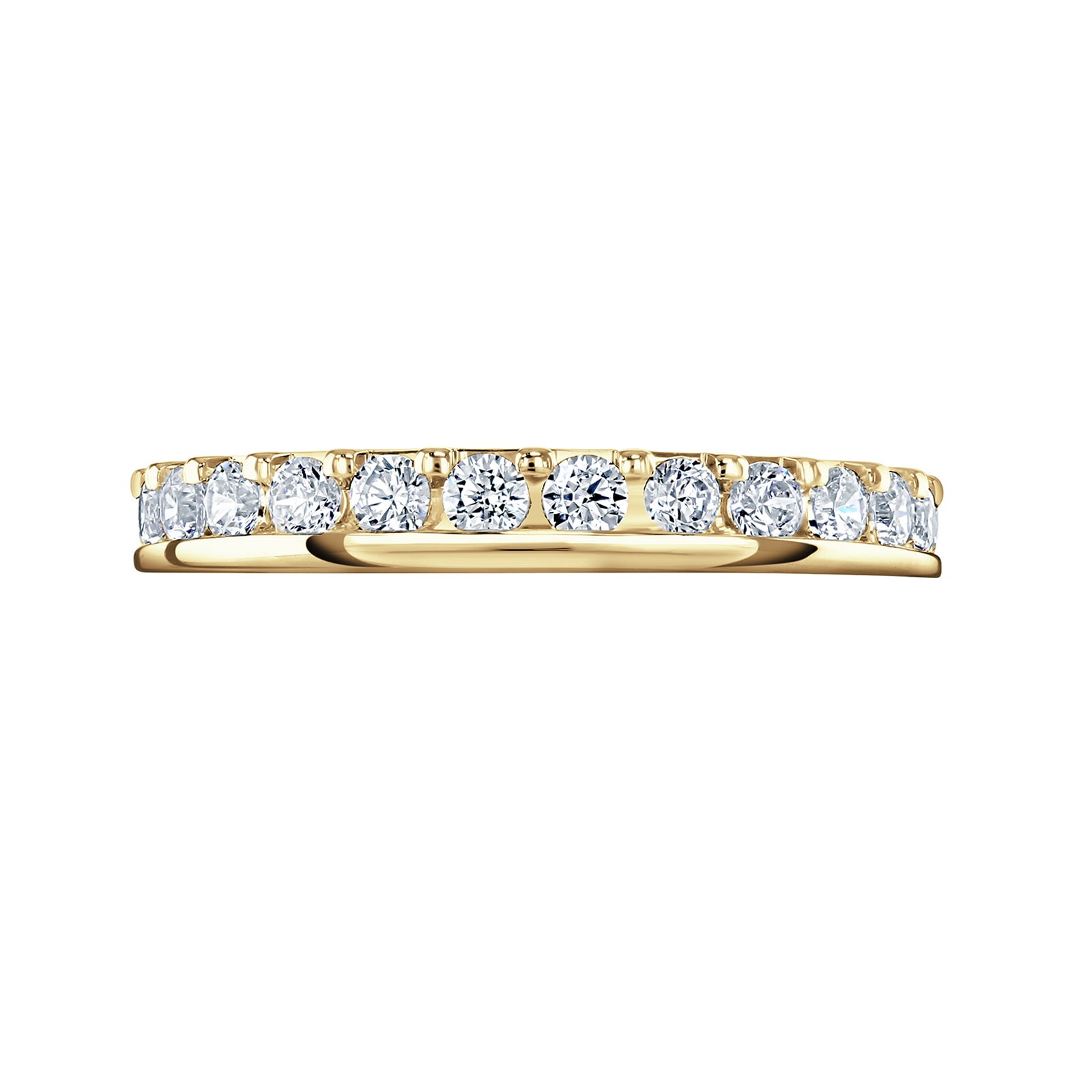 18ct Yellow Gold 1.00ct Round Brilliant Cut Diamond Asymmetric Crown Setting Full Eternity Ring - Ring Size J