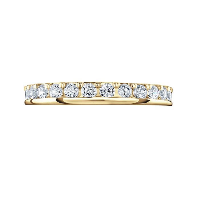 Mappin & Webb 18ct Yellow Gold 1.00ct Round Brilliant Cut Diamond Asymmetric Crown Setting Full Eternity Ring