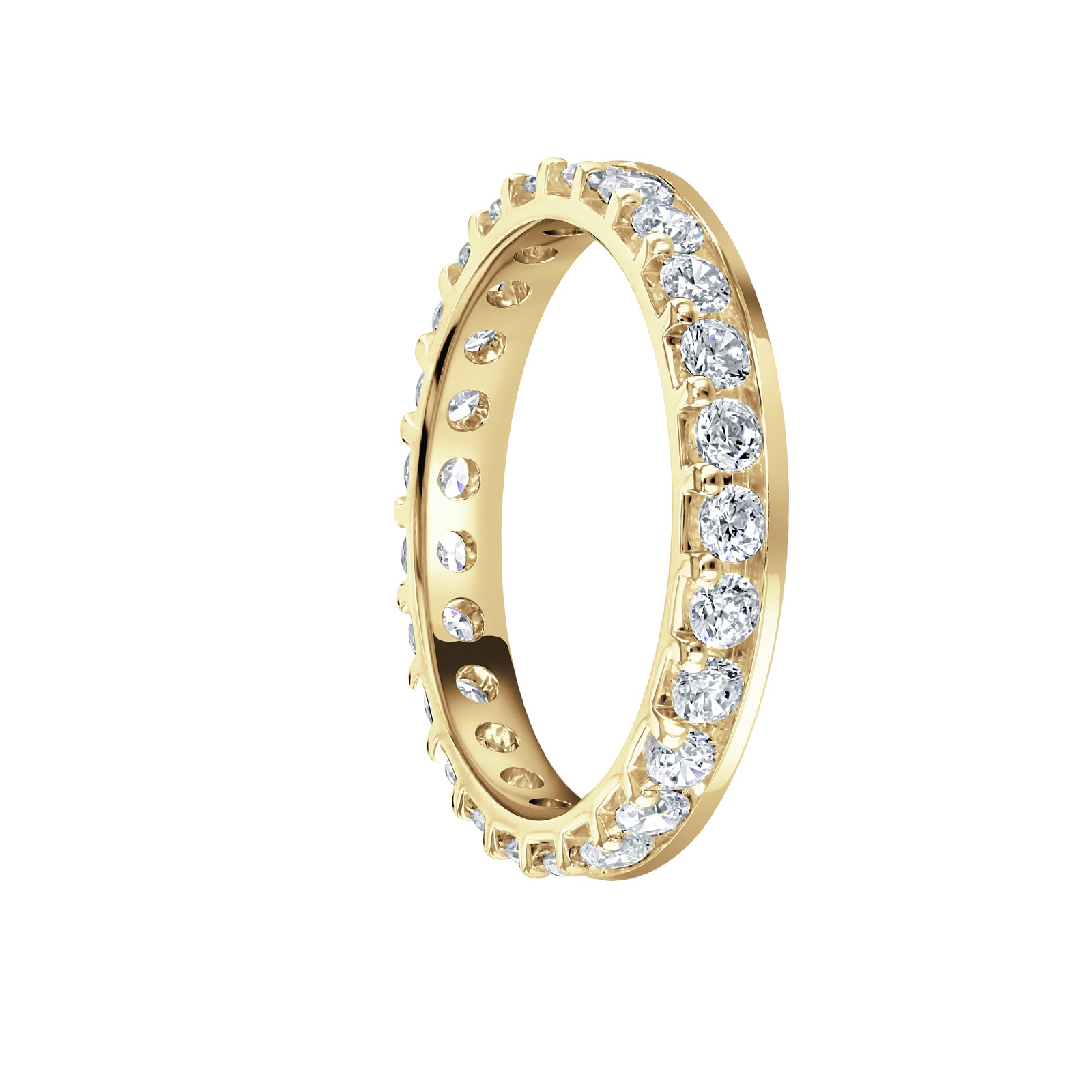 Mappin 
Webb 18ct Yellow Gold 1.00ct Round Brilliant Cut Diamond Asymmetric Crown Setting Full Eternity Ring