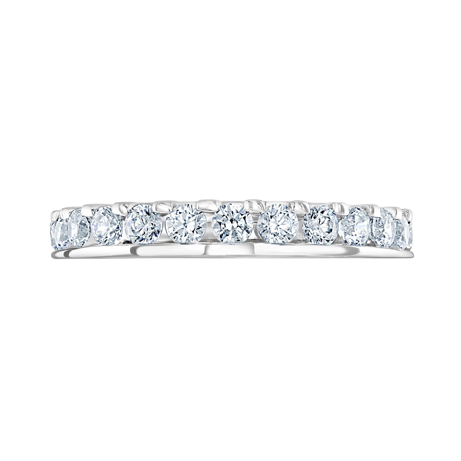 Platinum 1.50ct Round Brilliant Cut Diamond Asymmetric Crown Setting Full Eternity Ring - Ring Size X