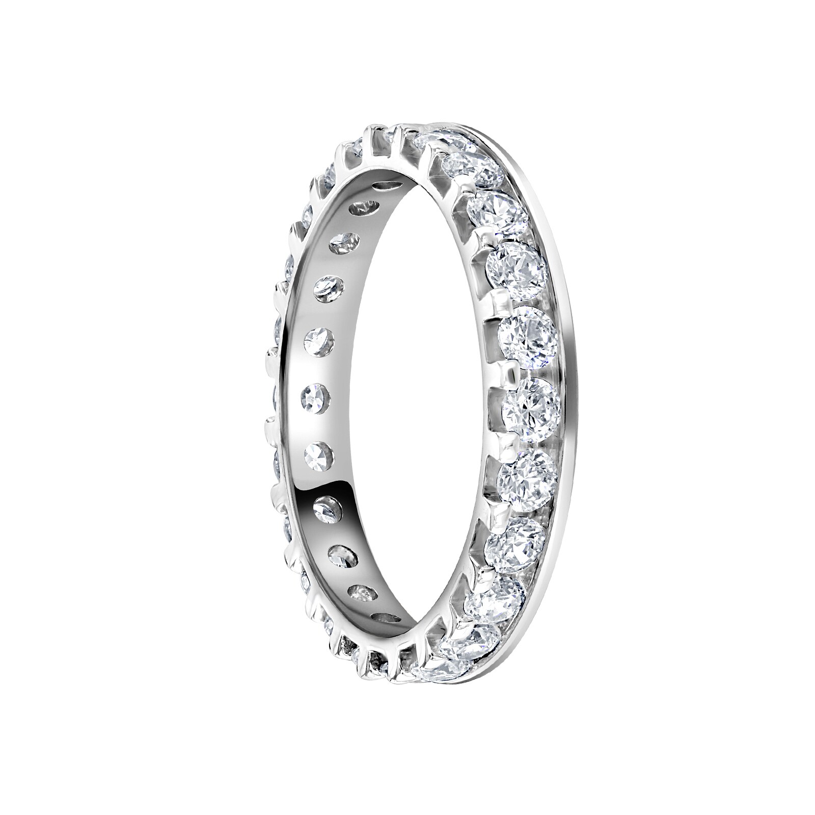Mappin & Webb Platinum 1.50ct Round Brilliant Cut Diamond Asymmetric Crown Setting Full Eternity Ring - Ring Size Q