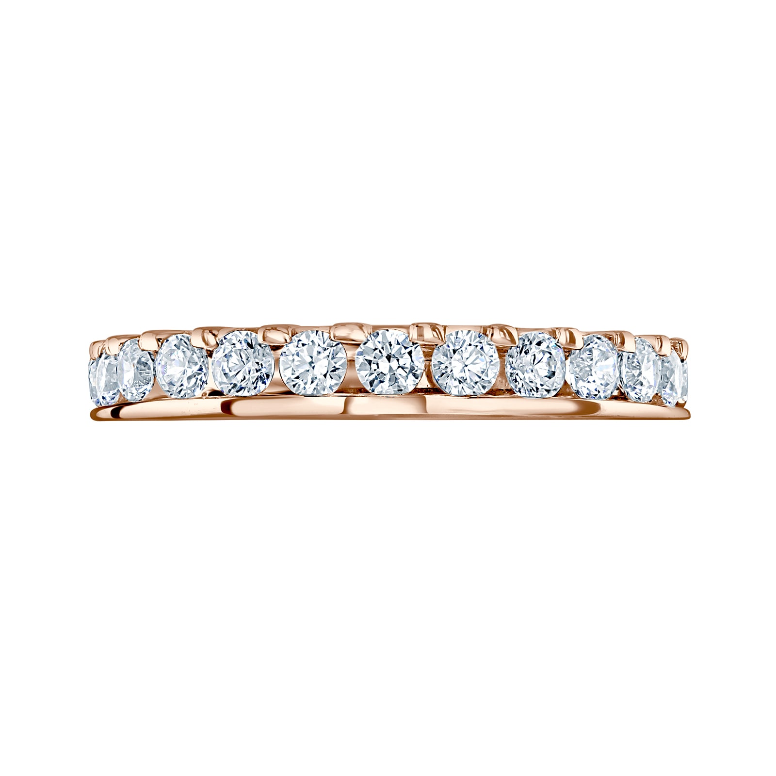 18ct Rose Gold 1.50ct Round Brilliant Cut Diamond Asymmetric Crown Setting Full Eternity Ring - Ring Size G