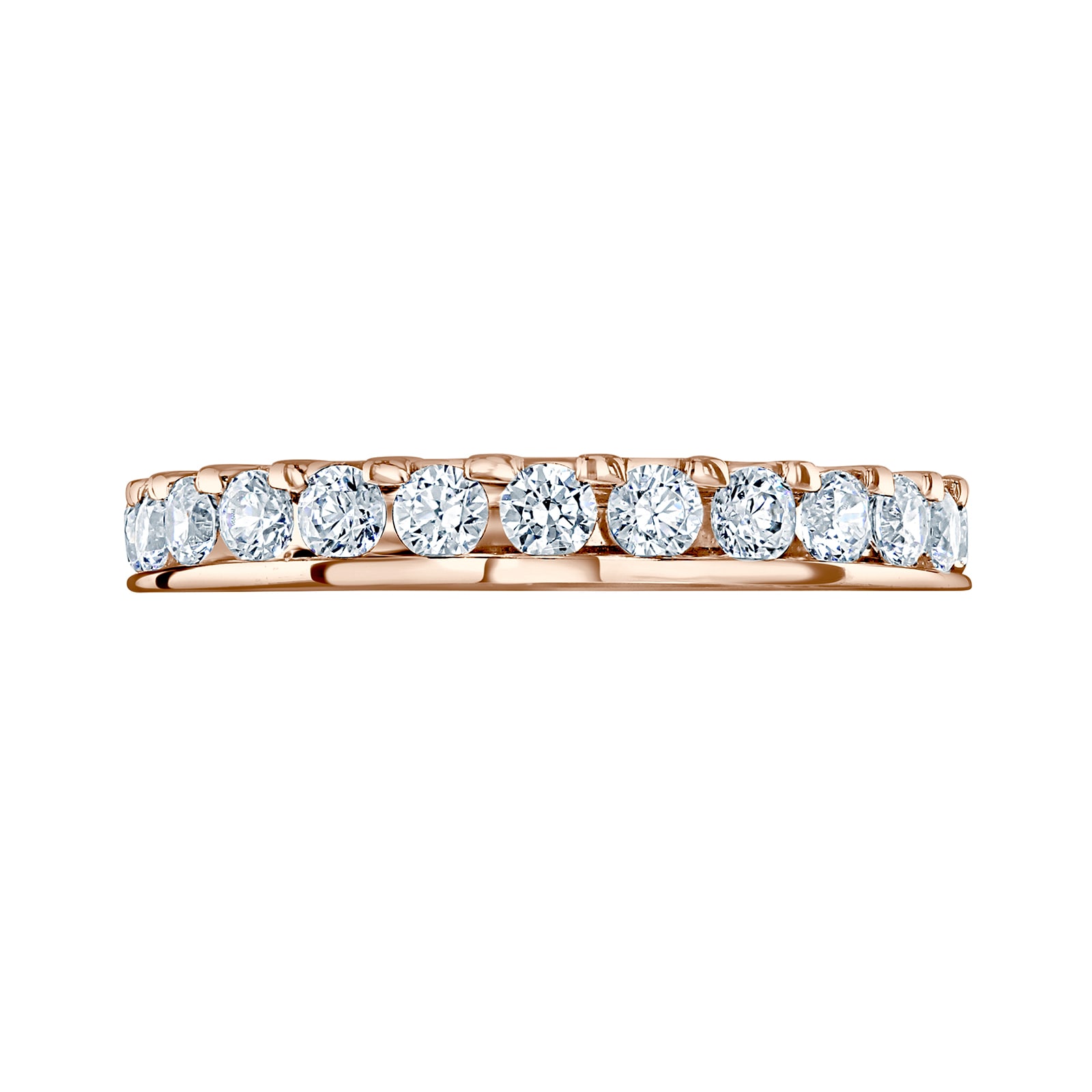 18ct Rose Gold 1.50ct Round Brilliant Cut Diamond Asymmetric Crown Setting Full Eternity Ring - Ring Size N