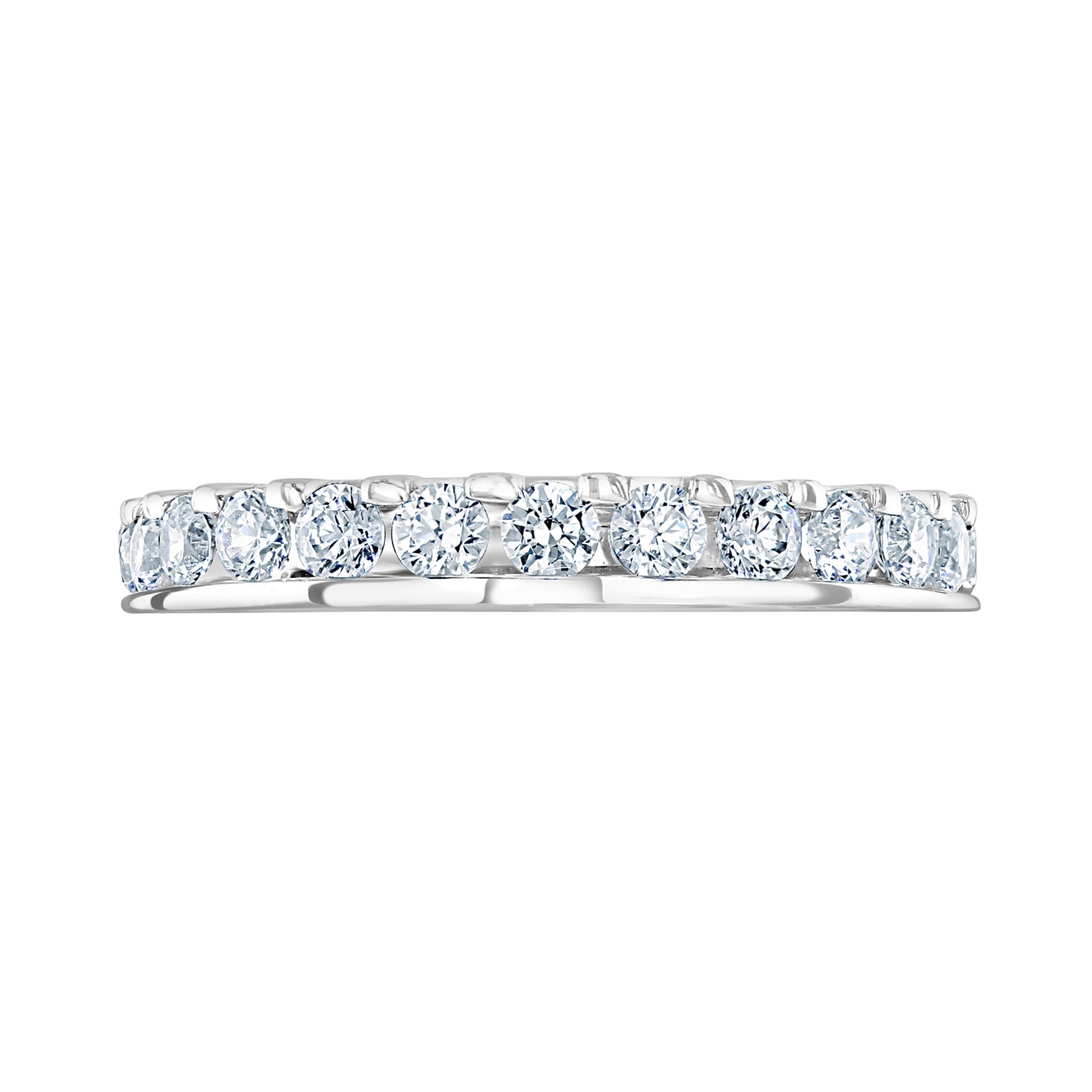 18ct White Gold 1.50ct Round Brilliant Cut Diamond Asymmetric Crown Setting Full Eternity Ring - Ring Size G