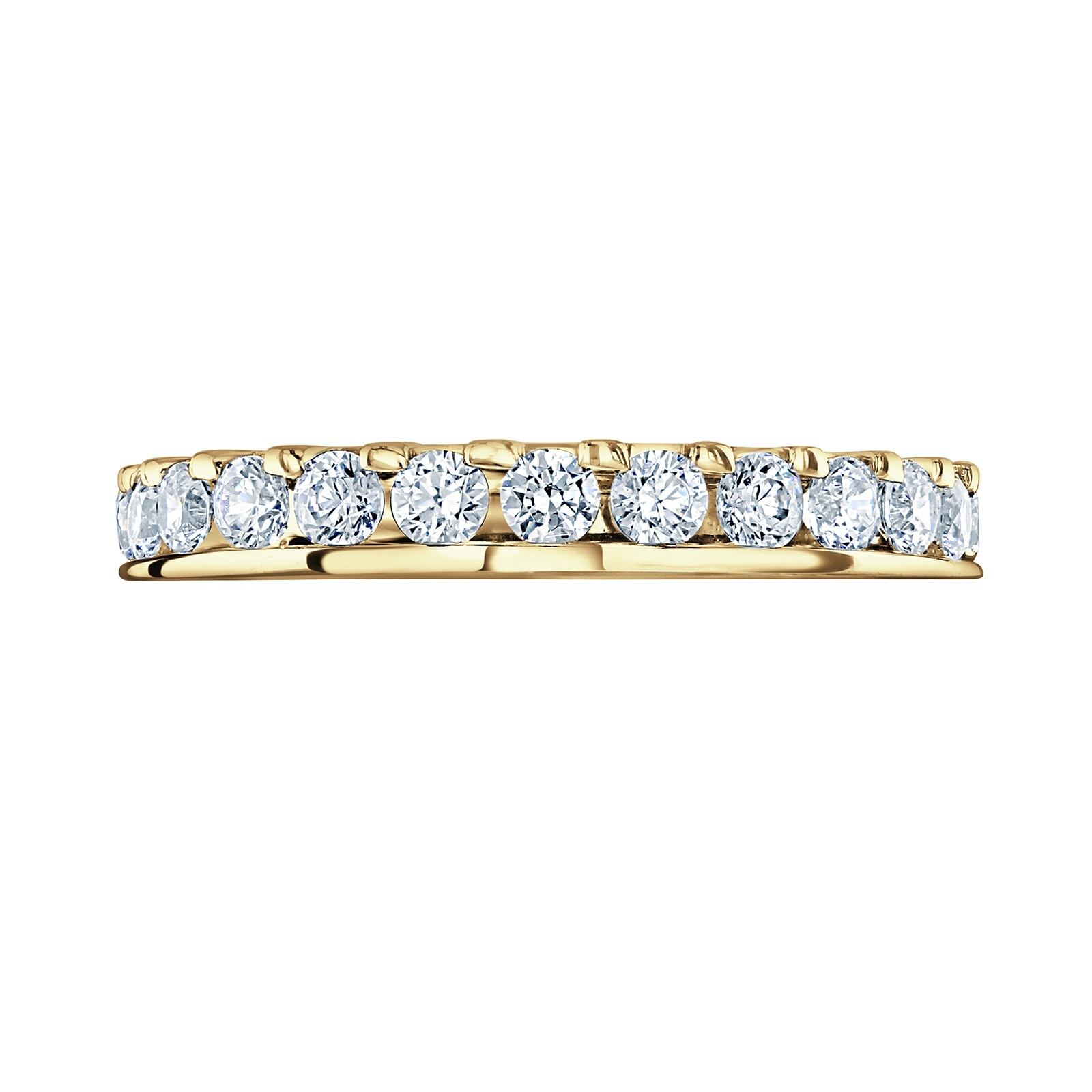 18ct Yellow Gold 1.50ct Round Brilliant Cut Diamond Asymmetric Crown Setting Full Eternity Ring - Ring Size P