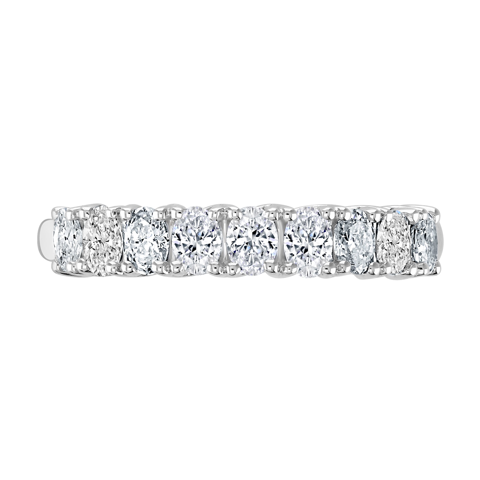 Platinum 0.78ct Oval Cut Diamond Fancy Half Eternity Ring - Ring Size V