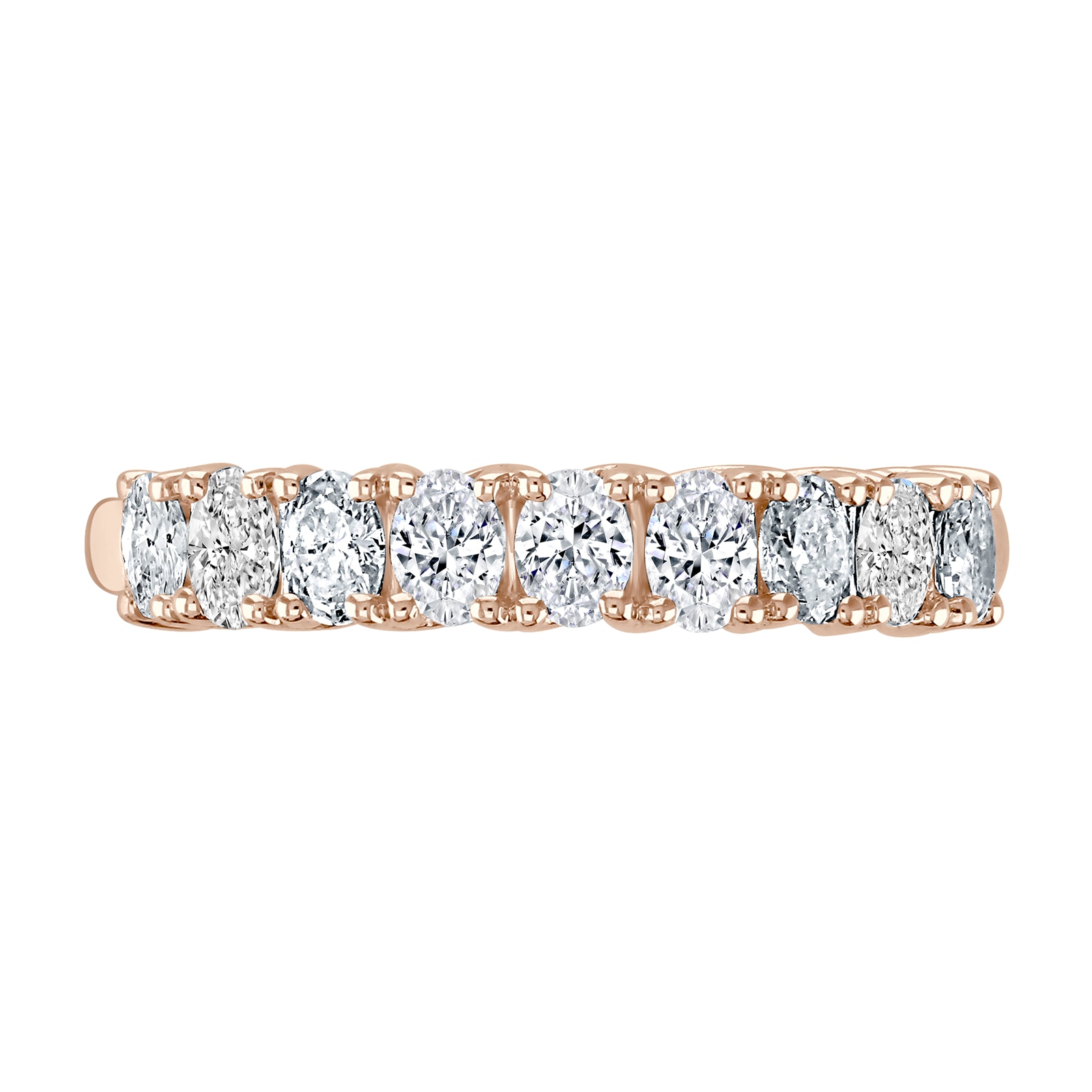 18ct Rose Gold 0.78ct Oval Cut Diamond Fancy Half Eternity Ring - Ring Size P