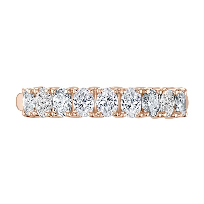 Mappin & Webb 18ct Rose Gold 0.78ct Oval Cut Diamond Fancy Half Eternity Ring