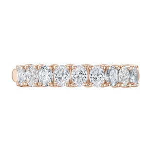 Mappin & Webb 18ct Rose Gold 0.78ct Oval Cut Diamond Fancy Half Eternity Ring