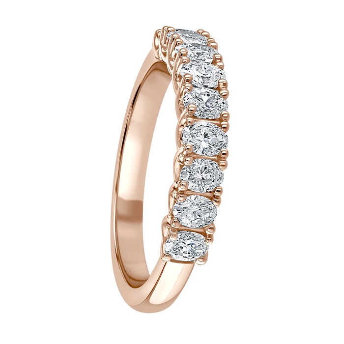 Mappin & Webb 18ct Rose Gold 0.78ct Oval Cut Diamond Fancy Half Eternity Ring