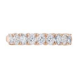 06507252 - 18ct Rose Gold 0.78ct Oval Cut Diamond Fancy Half Eternity Ring