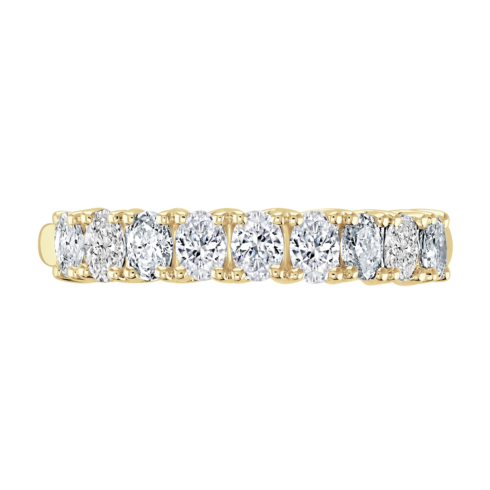 18ct Yellow Gold 0.78ct Oval Cut Diamond Fancy Half Eternity Ring - Ring Size P