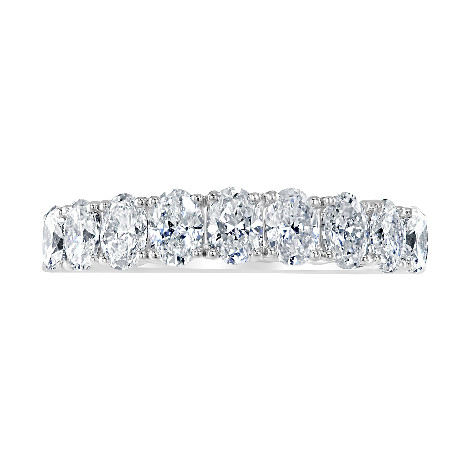 Platinum 1.19ct Oval Cut Diamond Fancy Half Eternity Ring - Ring Size R