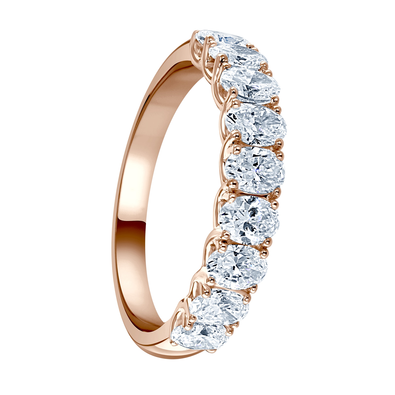 Mappin 
Webb 18ct Rose Gold 1.19ct Oval Cut Diamond Fancy Half Eternity Ring