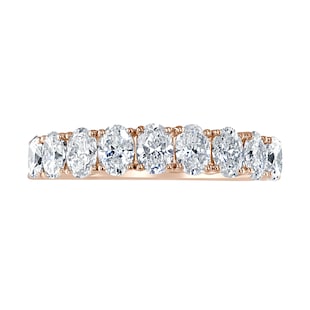 Mappin & Webb 18ct Rose Gold 1.19ct Oval Cut Diamond Fancy Half Eternity Ring