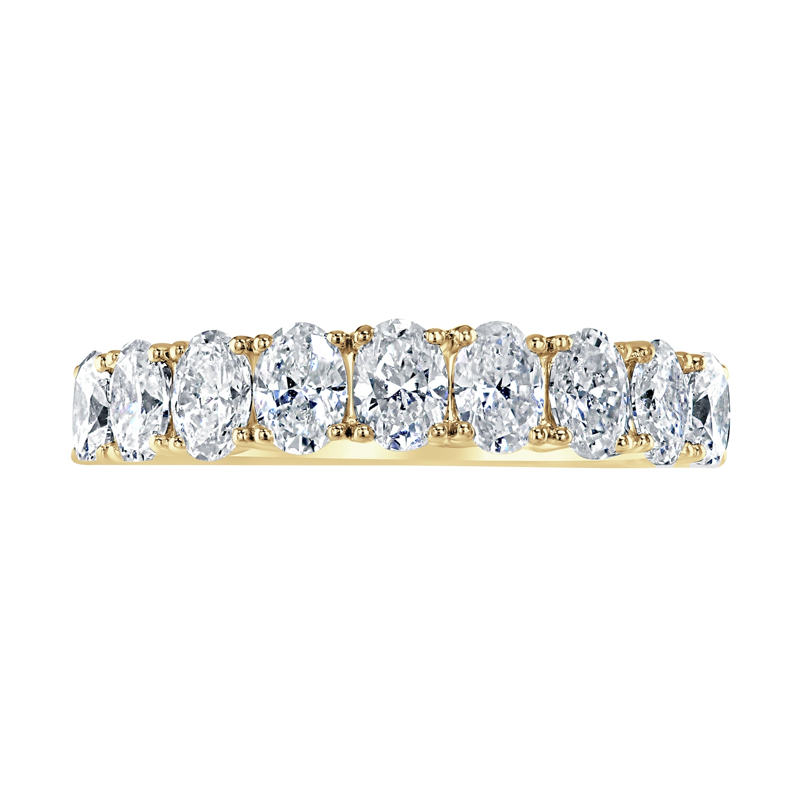 18ct Yellow Gold 1.19ct Oval Cut Diamond Fancy Half Eternity Ring - Ring Size Y