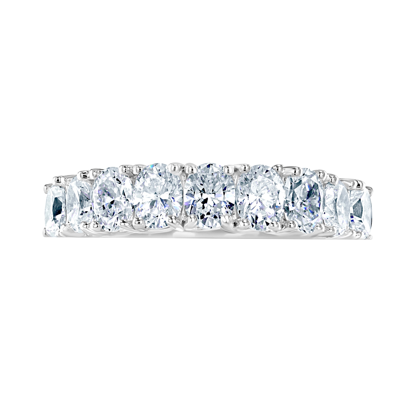 Platinum 1.64ct Oval Cut Diamond Fancy Half Eternity Ring - Ring Size F