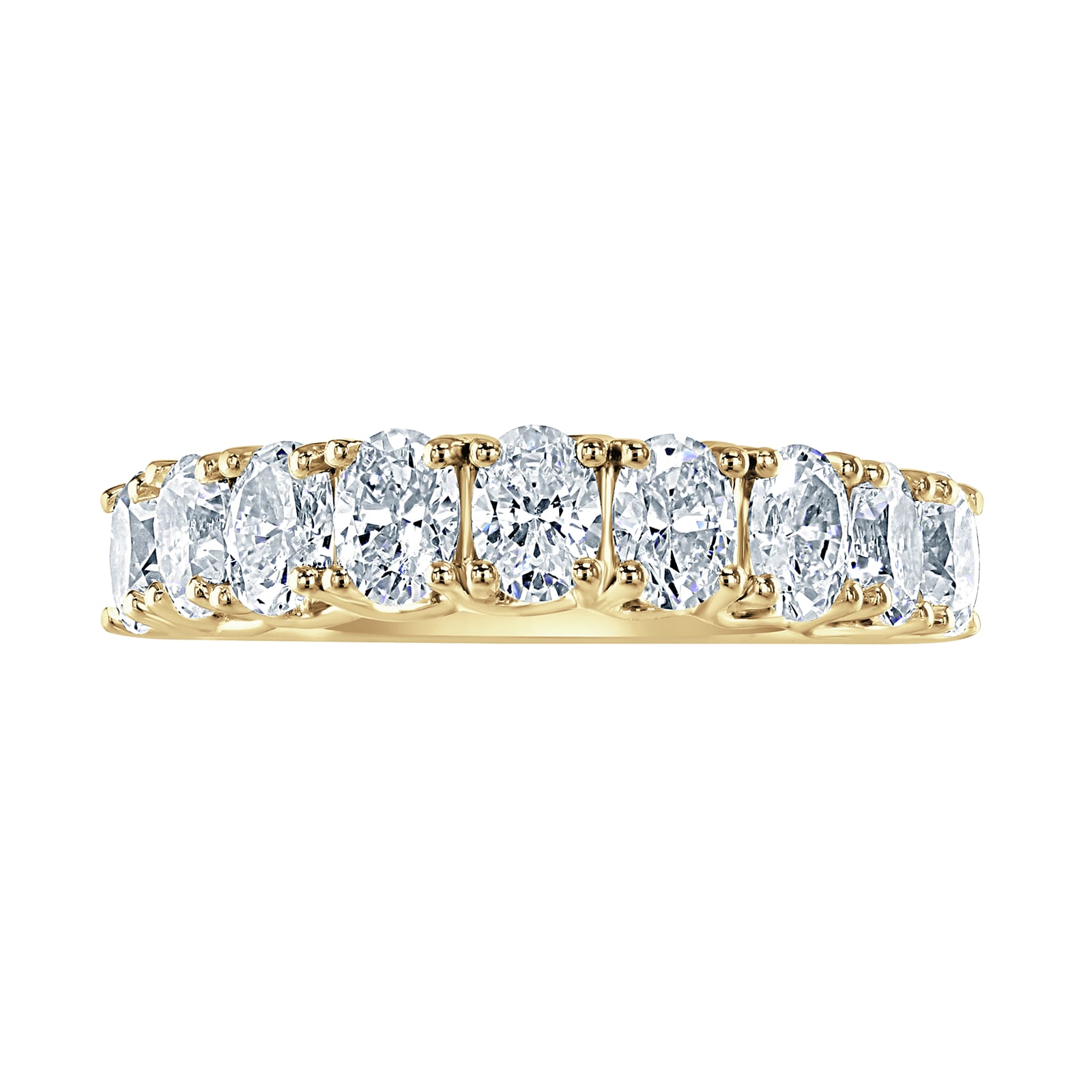 18ct Yellow Gold 1.64ct Oval Cut Diamond Fancy Half Eternity Ring - Ring Size W