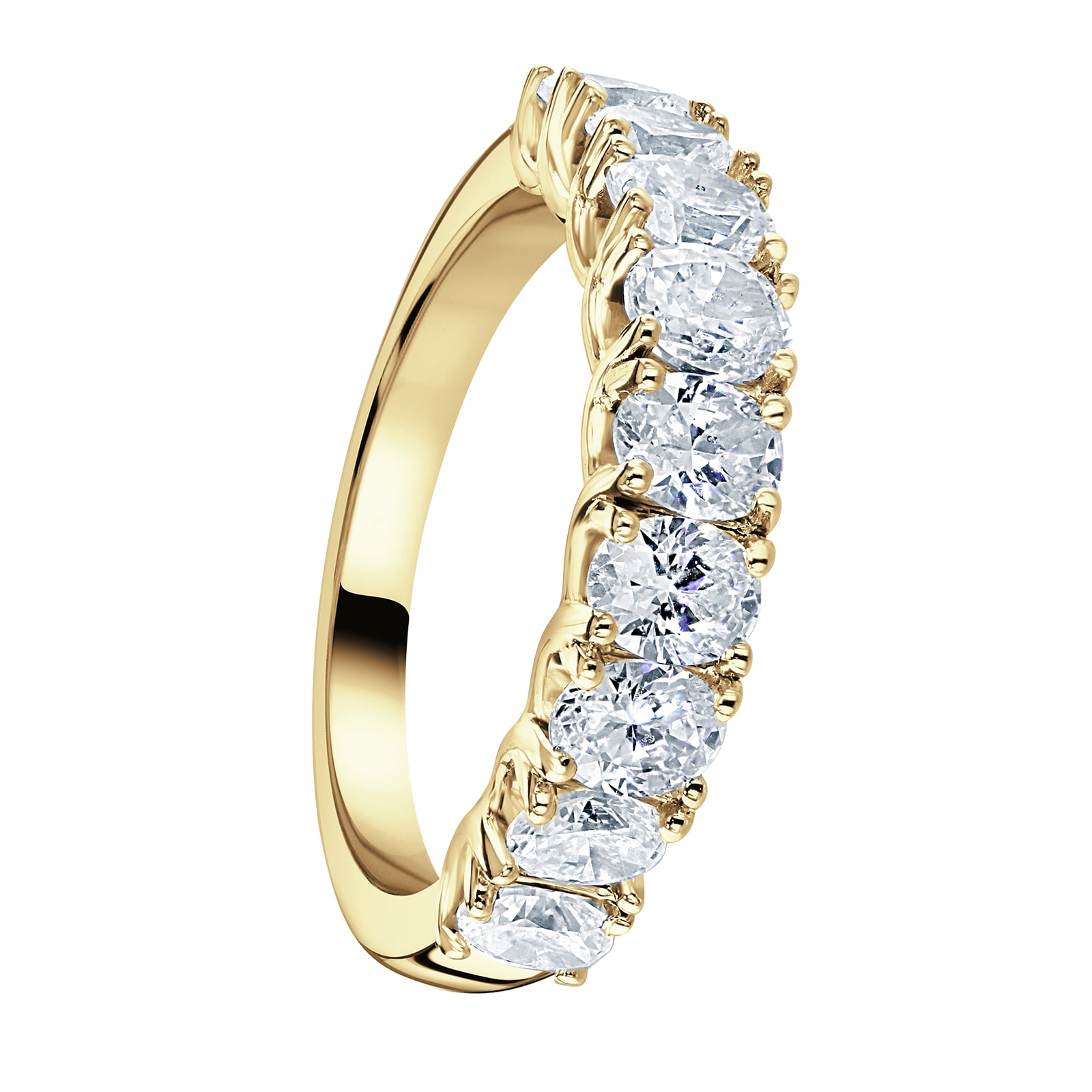 Mappin & Webb 18ct Yellow Gold 1.64ct Oval Cut Diamond Fancy Half Eternity Ring