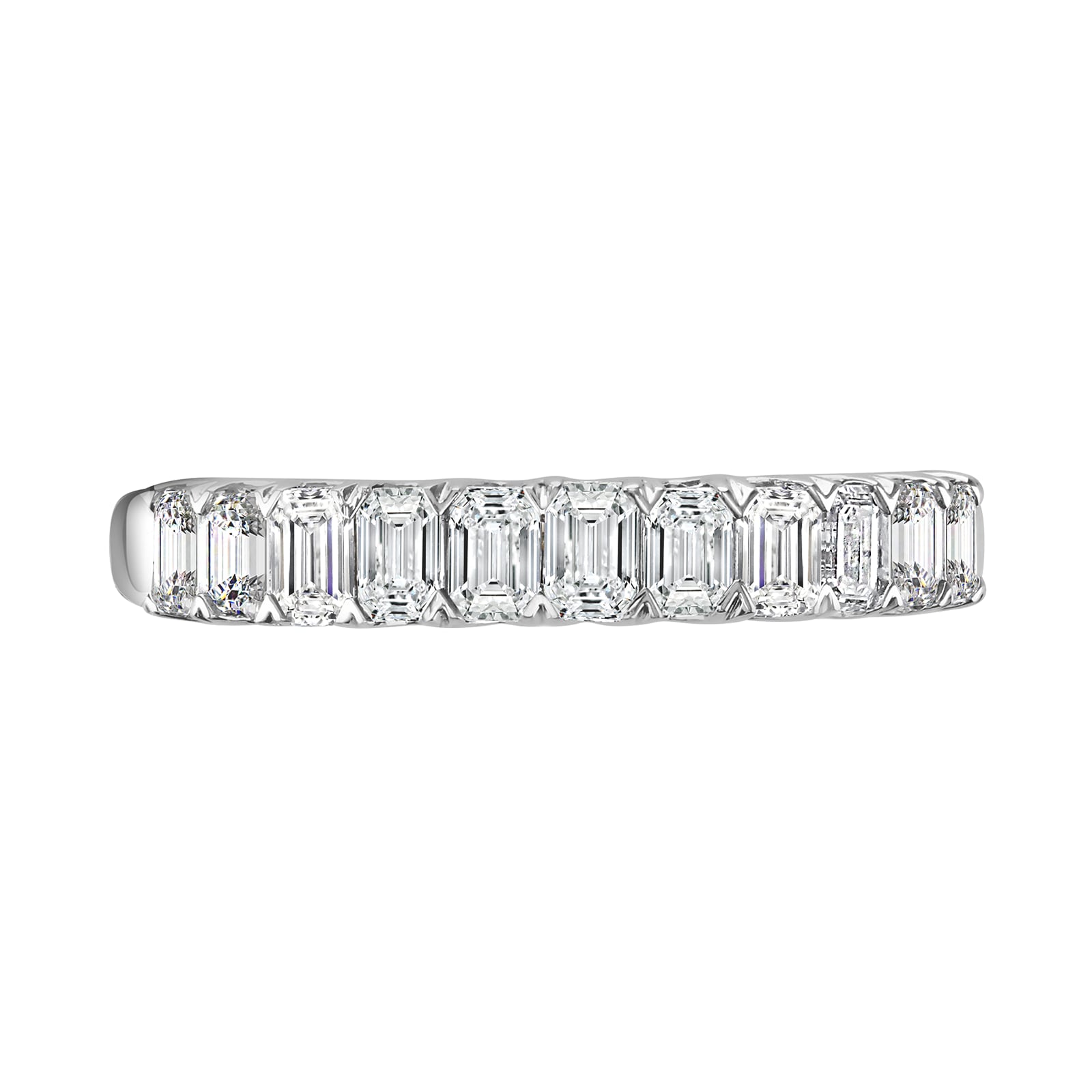 Platinum 0.98ct Emerald Cut Diamond Fancy Half Eternity Ring - Ring Size O