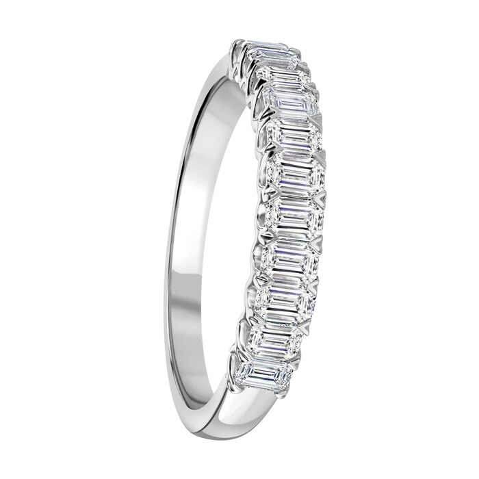 Mappin & Webb Platinum 0.98ct Emerald Cut Diamond Fancy Half Eternity Ring