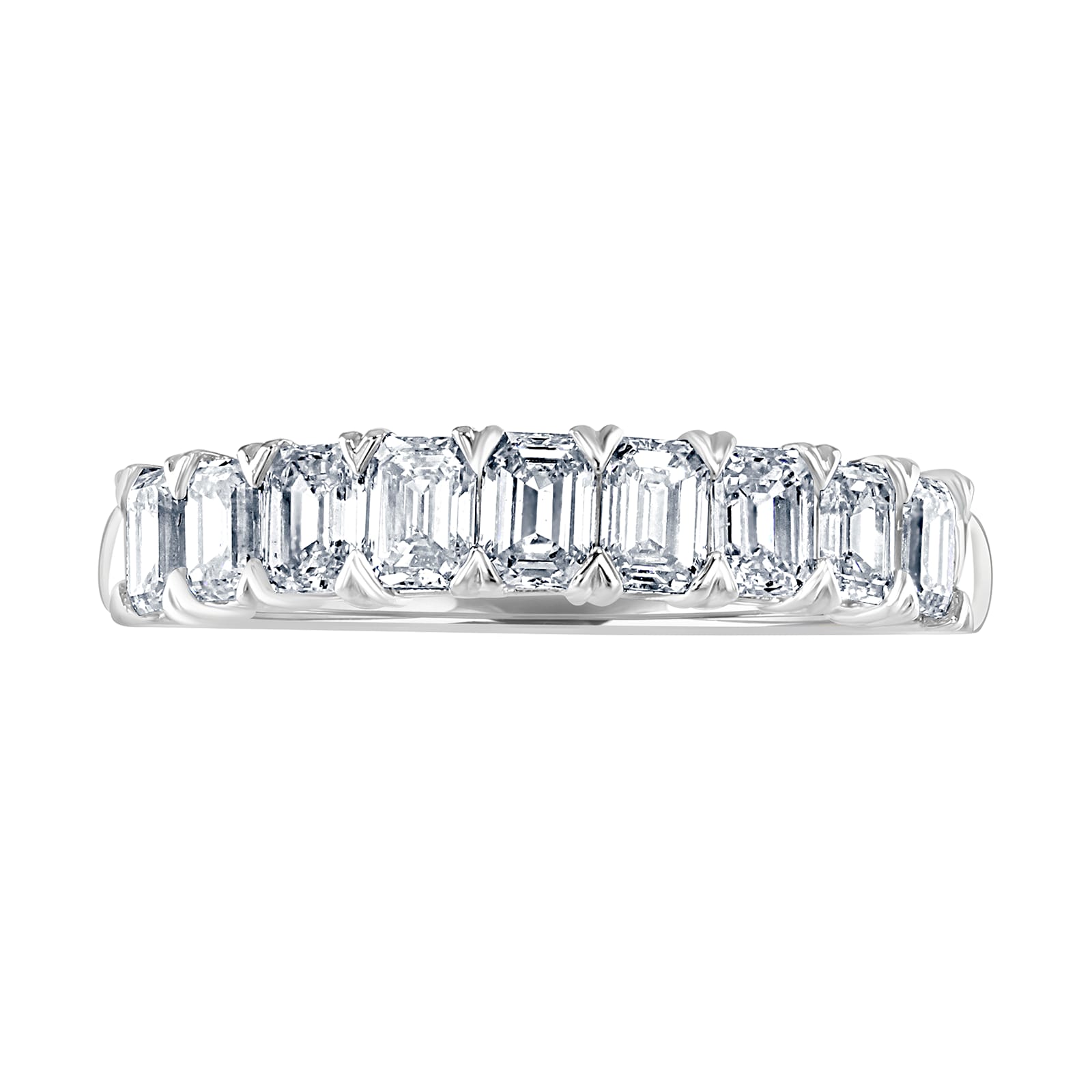 Platinum 1.19ct Emerald Cut Diamond Fancy Half Eternity Ring - Ring Size P