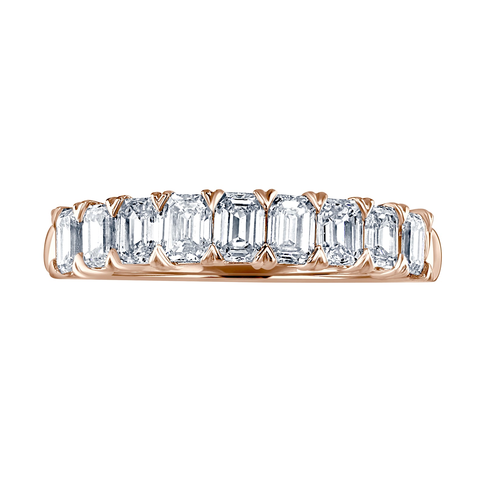 18ct Rose Gold 1.19ct Emerald Cut Diamond Fancy Half Eternity Ring - Ring Size K