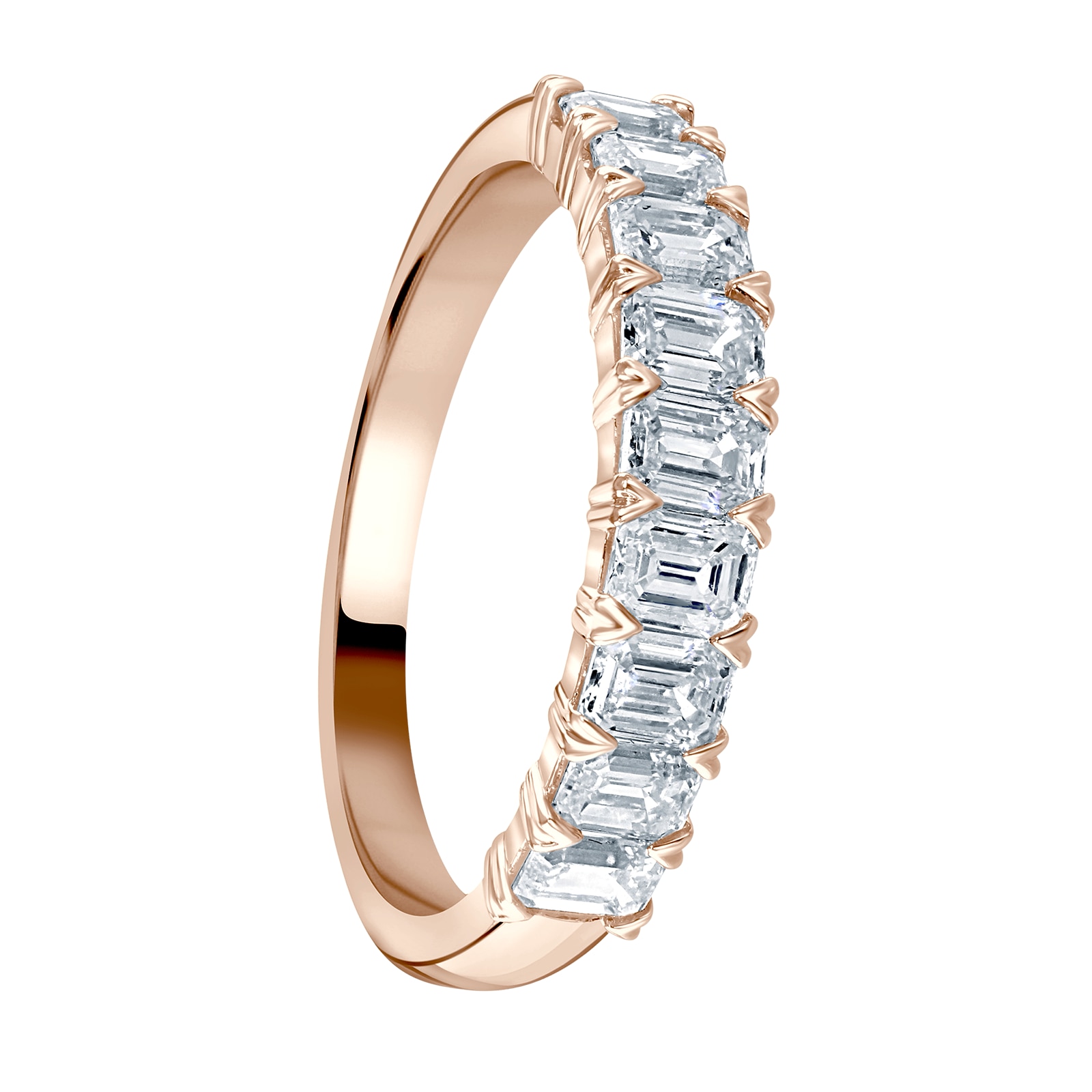 Mappin & Webb 18ct Rose Gold 1.19ct Emerald Cut Diamond Fancy Half Eternity Ring Mappin & Webb 18ct Rose Gold 1.19ct Emerald Cut Diamond Fancy Half Eternity Ring
