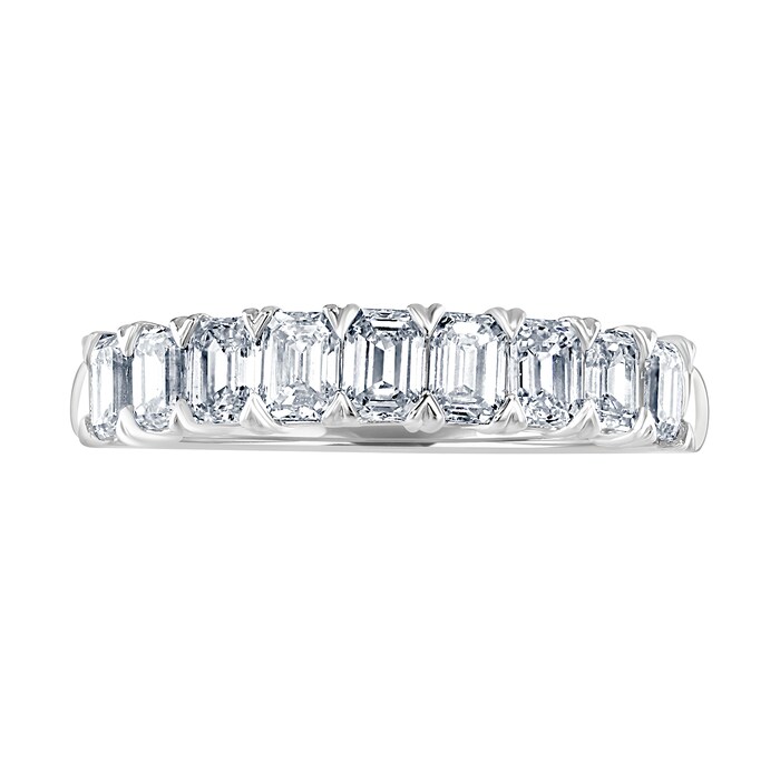 Mappin & Webb 18ct White Gold 1.19ct Emerald Cut Diamond Fancy Half Eternity Ring