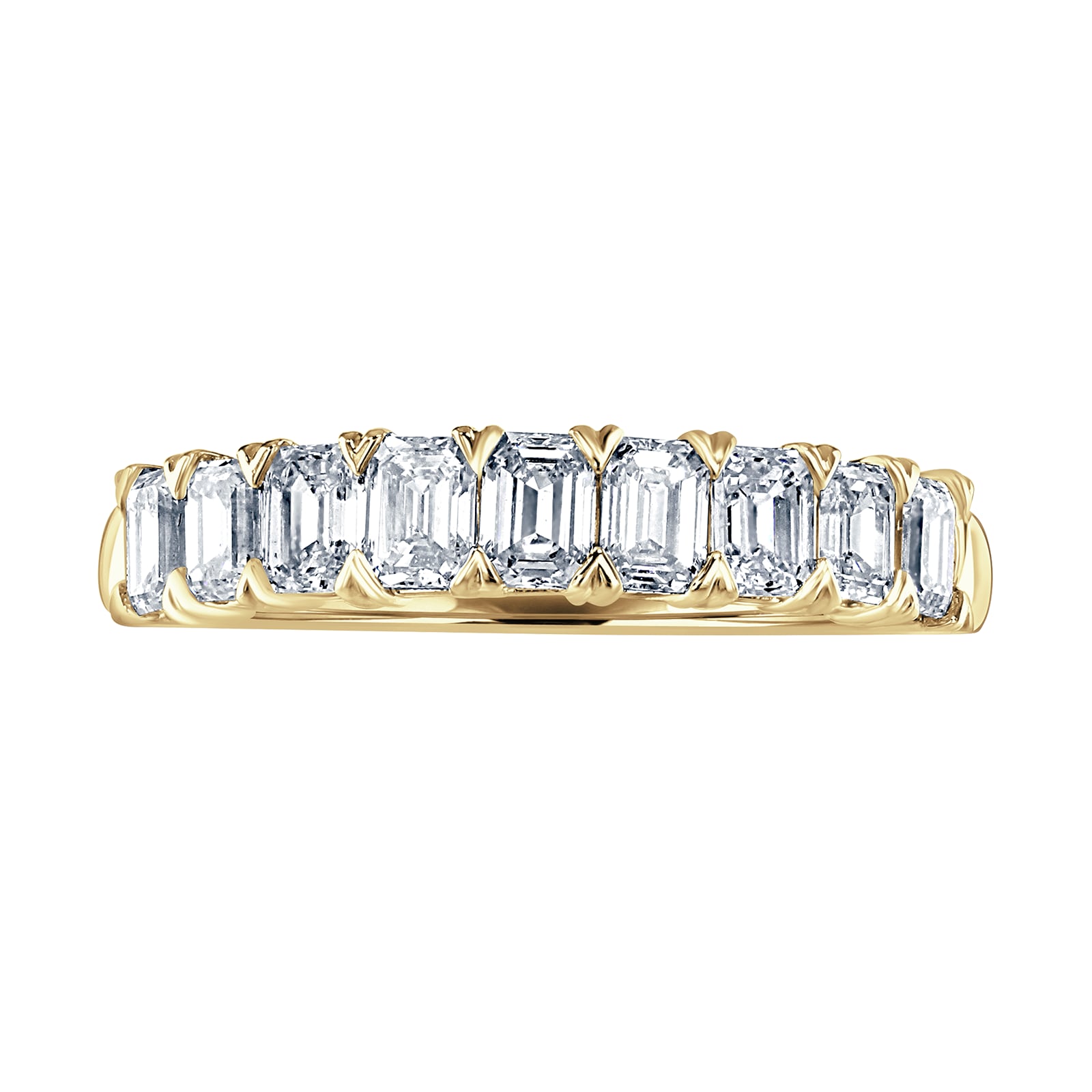 18ct Yellow Gold 1.19ct Emerald Cut Diamond Fancy Half Eternity Ring - Ring Size V