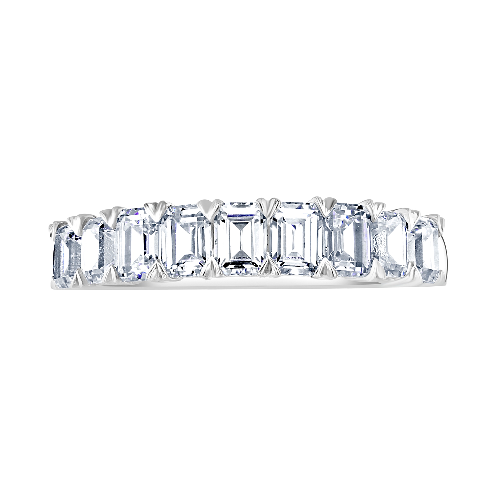 Platinum 1.64ct Emerald Cut Diamond Fancy Half Eternity Ring - Ring Size I