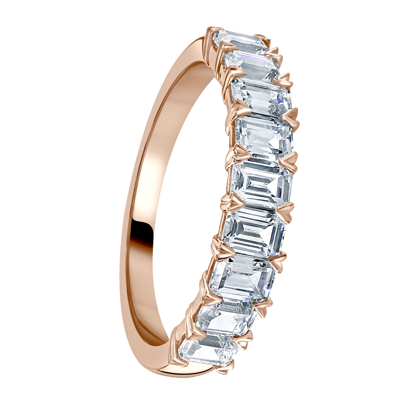 Mappin & Webb 18ct Rose Gold 1.64ct Emerald Cut Diamond Fancy Half Eternity Ring Mappin & Webb 18ct Rose Gold 1.64ct Emerald Cut Diamond Fancy Half Eternity Ring