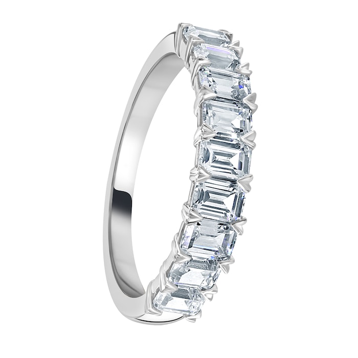 Mappin & Webb 18ct White Gold 1.64ct Emerald Cut Diamond Fancy Half Eternity Ring