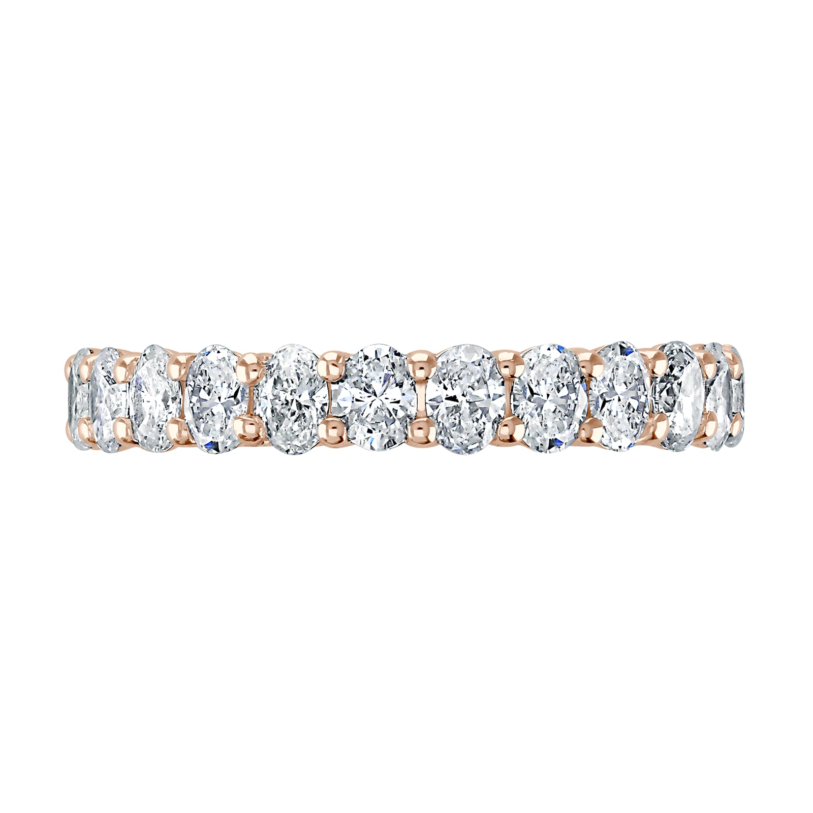 18ct Rose Gold 2.00ct Oval Cut Diamond Claw Set Full Eternity Ring - Ring Size U