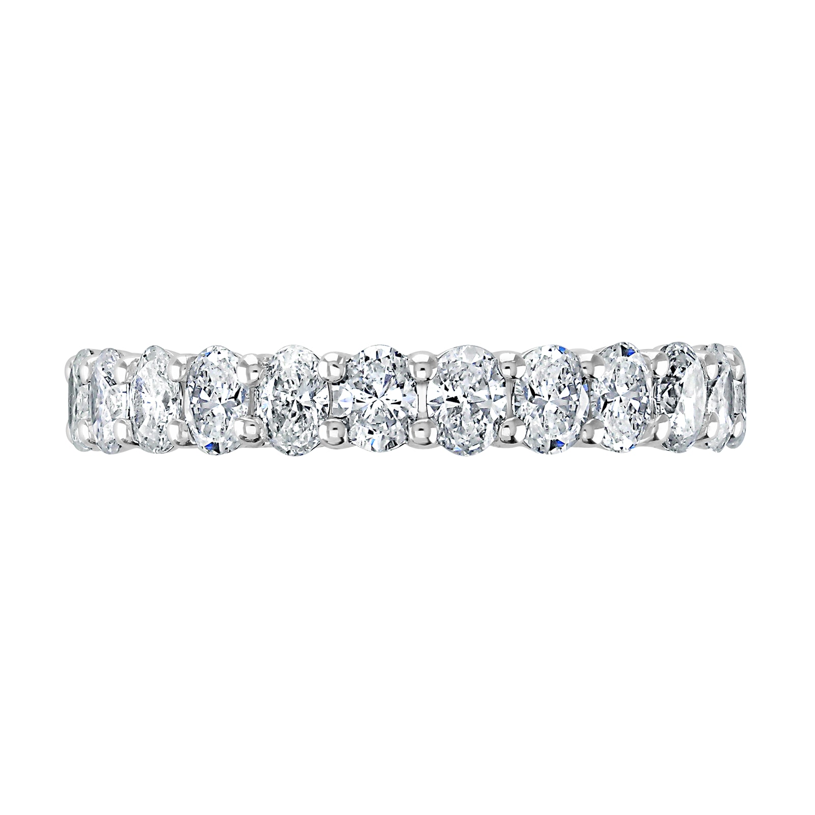 18ct White Gold 2.00ct Oval Cut Diamond Claw Set Full Eternity Ring - Ring Size R