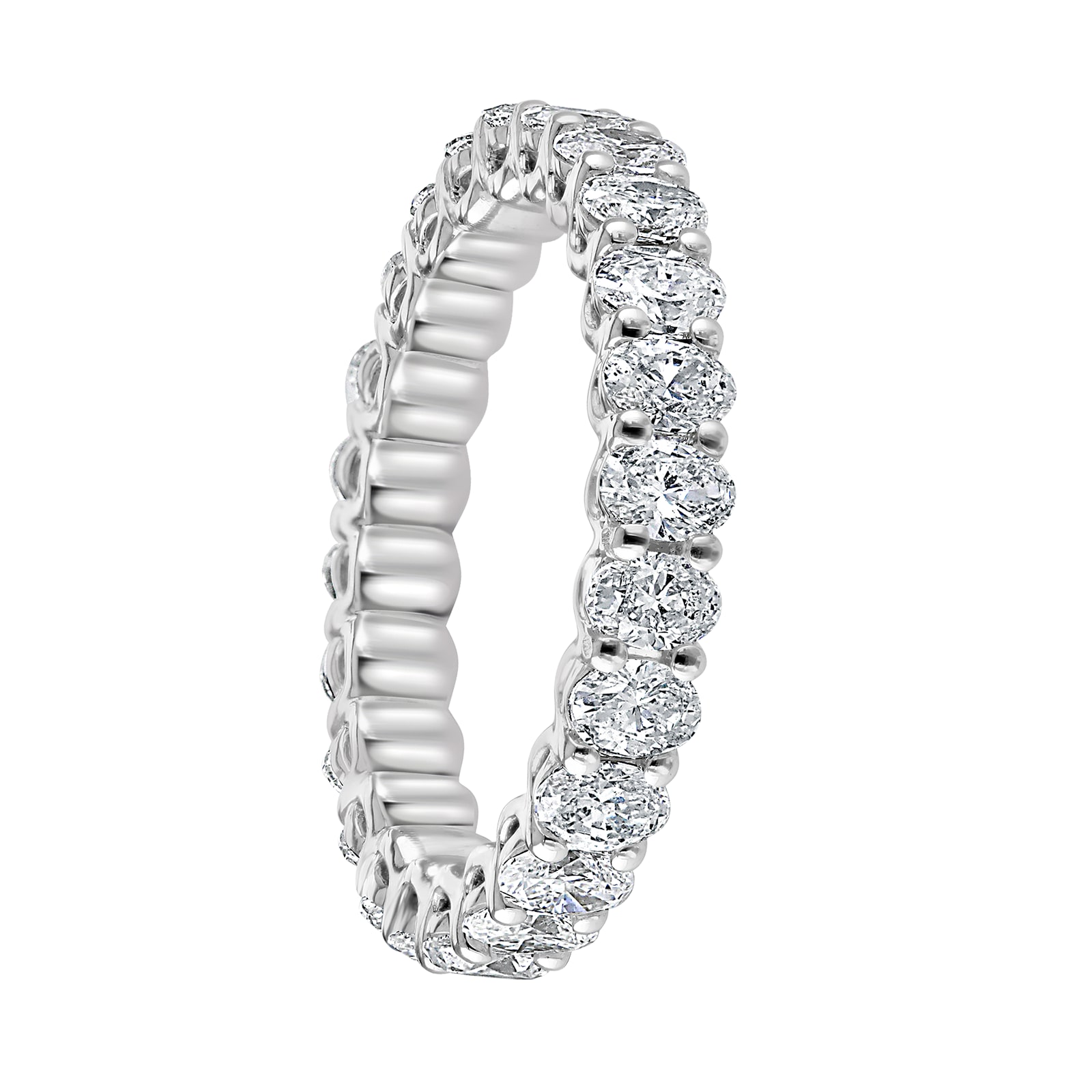 Mappin & Webb 18ct White Gold 2.00ct Oval Cut Diamond Claw Set Full Eternity Ring