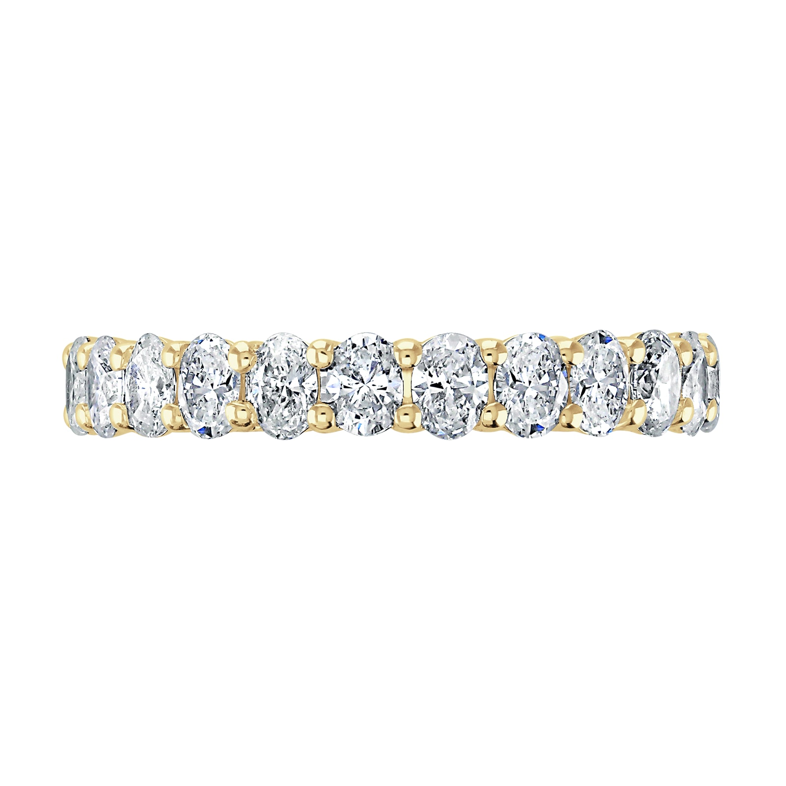 18ct Yellow Gold 2.00ct Oval Cut Diamond Claw Set Full Eternity Ring - Ring Size S