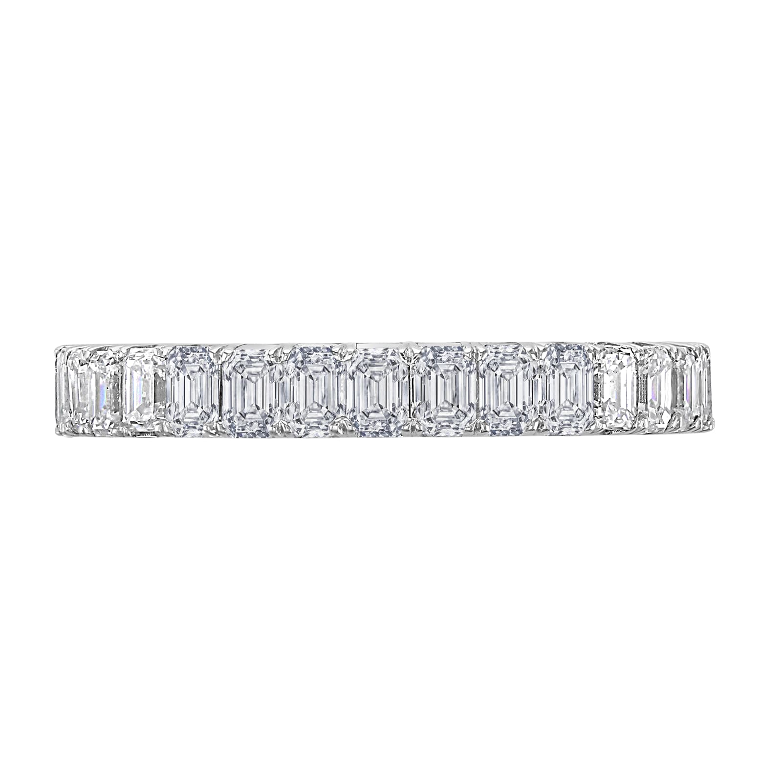 Platinum 2.50ct Emerald Cut Diamond Claw Set Full Eternity Ring - Ring Size V