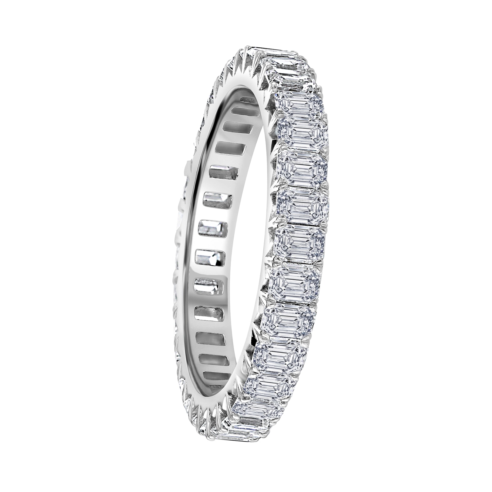 Mappin & Webb Platinum 2.50ct Emerald Cut Diamond Claw Set Full Eternity Ring