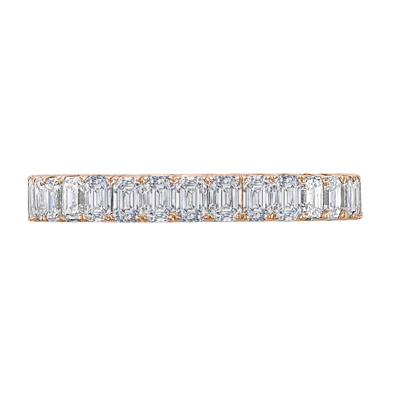 Mappin 
Webb 18ct Rose Gold 2.50ct Emerald Cut Diamond Claw Set Full Eternity Ring