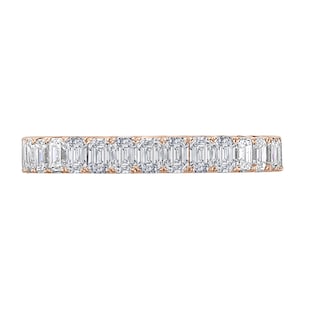 Mappin & Webb 18ct Rose Gold 2.50ct Emerald Cut Diamond Claw Set Full Eternity Ring