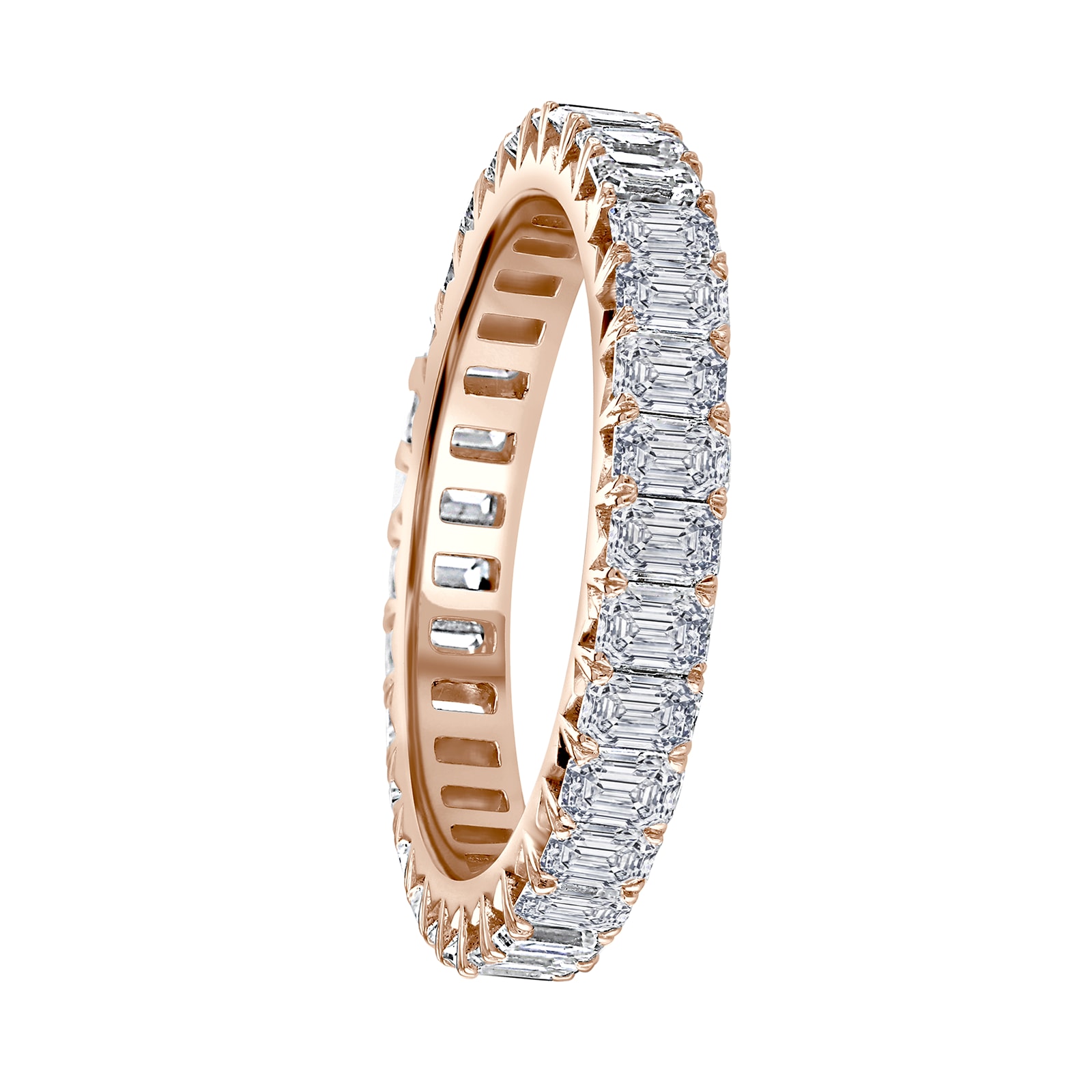 Mappin & Webb 18ct Rose Gold 2.50ct Emerald Cut Diamond Claw Set Full Eternity Ring Mappin & Webb 18ct Rose Gold 2.50ct Emerald Cut Diamond Claw Set Full Eternity Ring